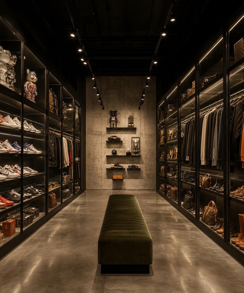 SoleCity boutique interior with curated footwear, streetwear, accessories, and collectibles